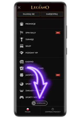 Legiano mobilna App przycisk pobierania